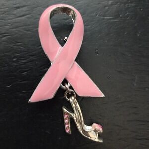 VTG Payless 2005 Pink Ribbon Breast Cancer Awareness Brooch High Heel Charm Pin